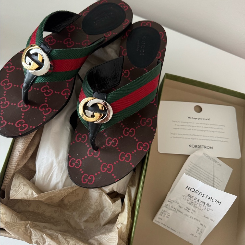 COPY - Gucci Black and Green Logo Flip-Flops
